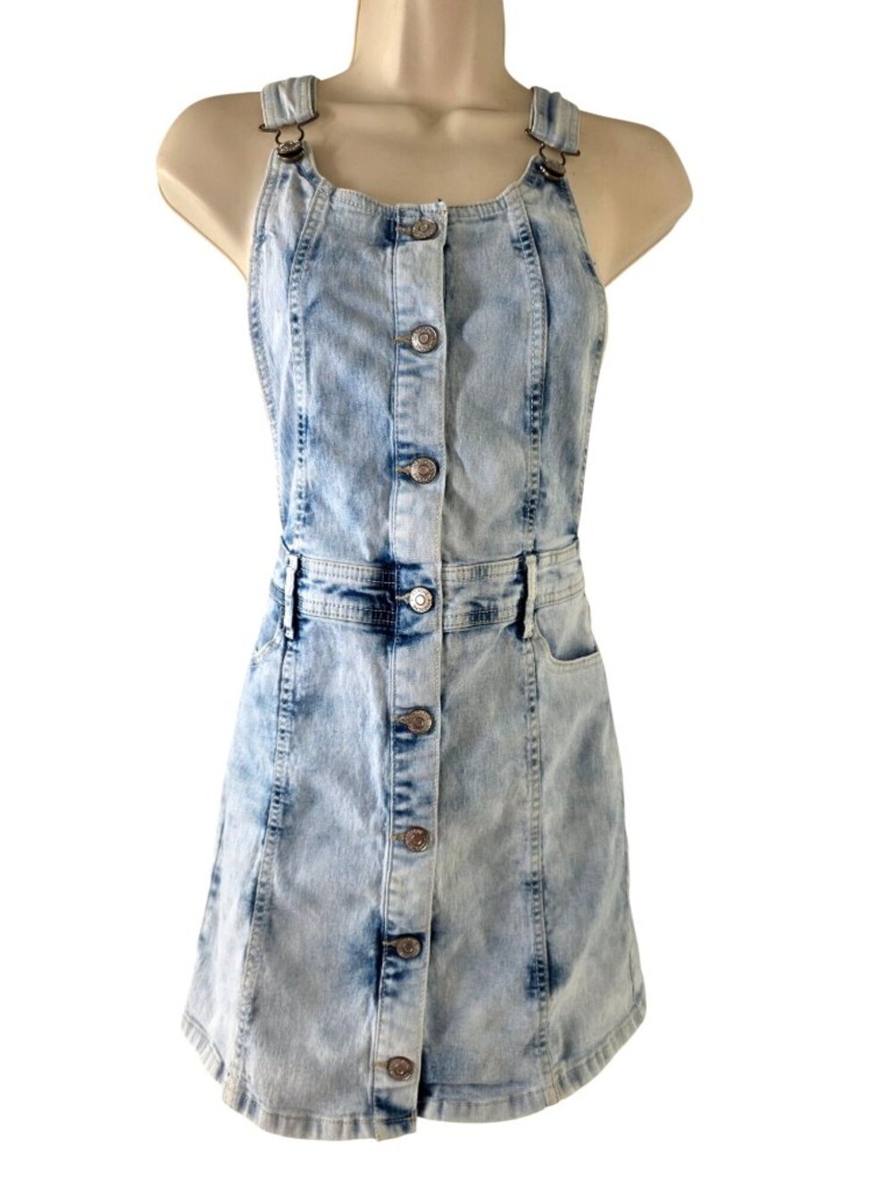 Jordache Girls XL 14-16 Acid Wash Denim Overall Skirt Bib Jumper Stretch